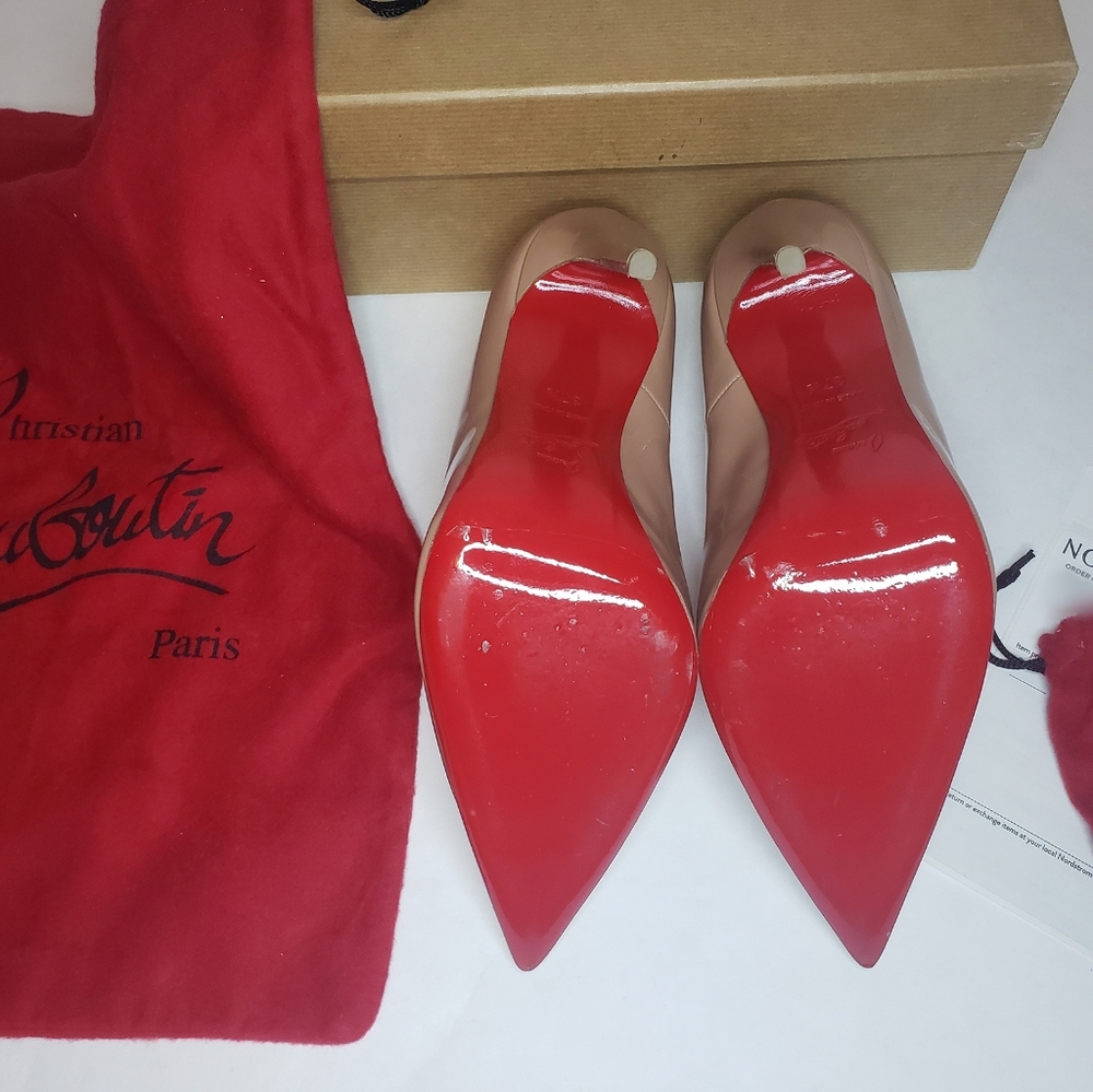 Christian Louboutin So Kate Nude 120 Patent Heels - Size 37.5 - Picture 3 of 12